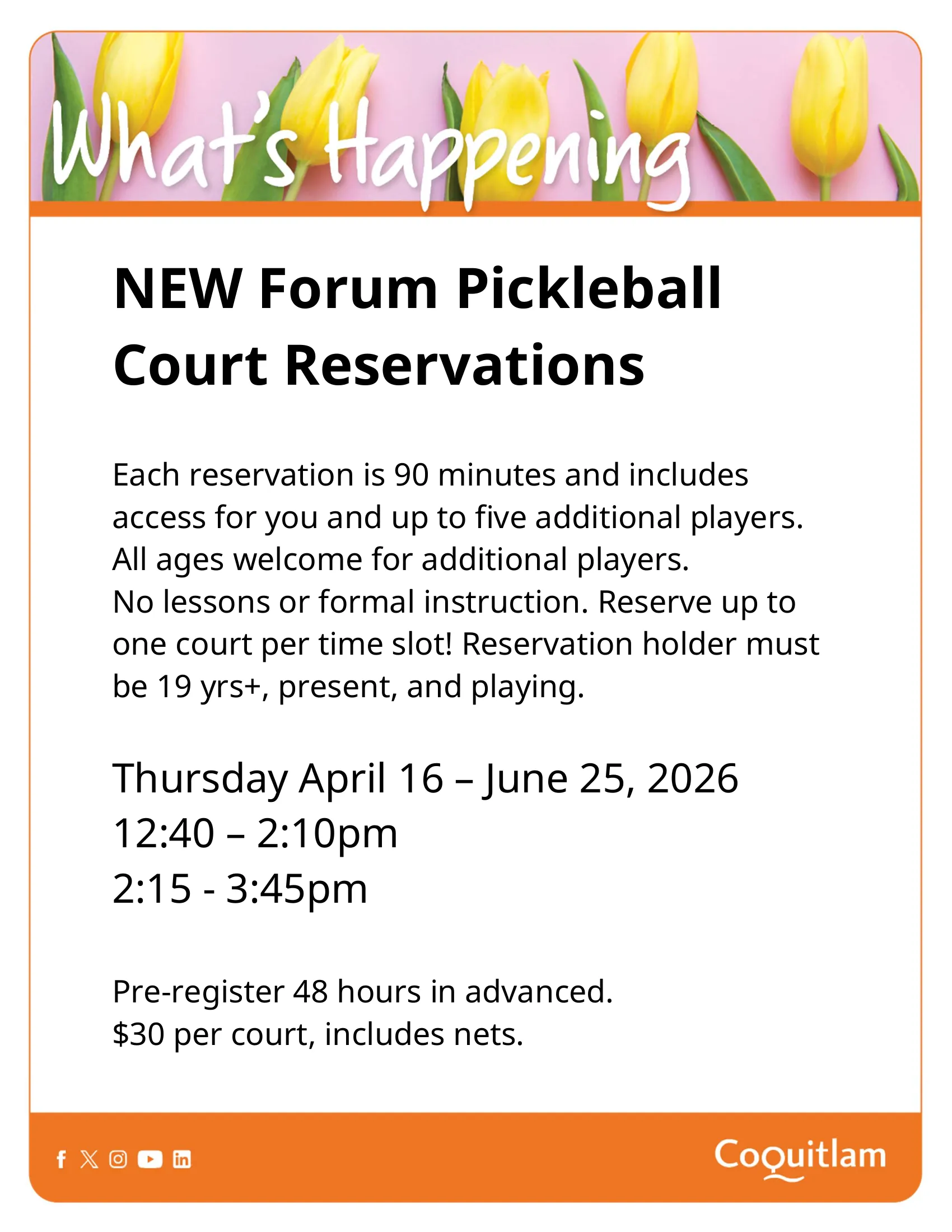 Forum Pickleball Court Reservations Information
